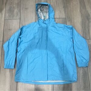 Vintage L.L.Bean Light Blue Hooded Windbreaker Rain Jacket Women’s Size 3XL